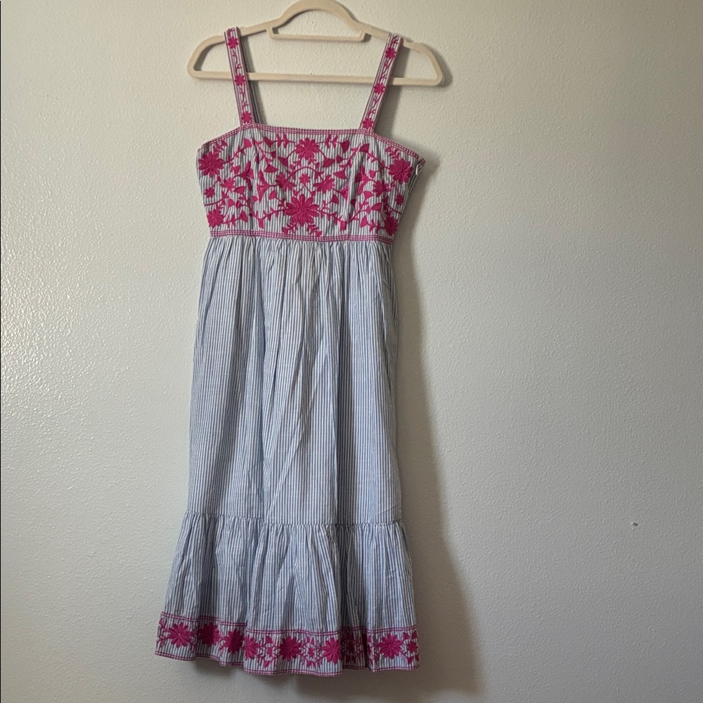 ANN MASHBURN Pink and White Striped Kids Dress